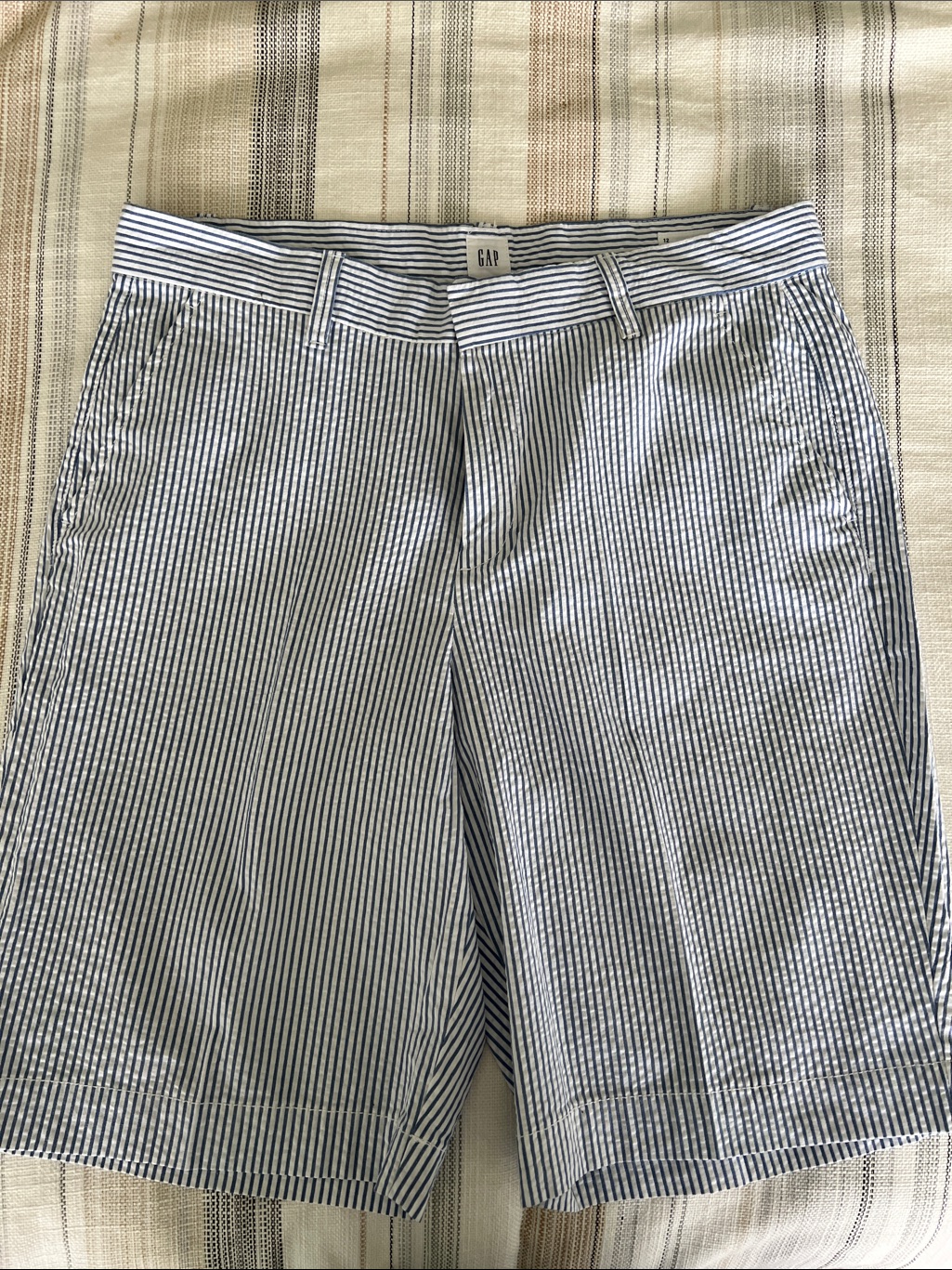 Gap Women’s Seersucker Bermuda Shorts - Navy And White Stripes